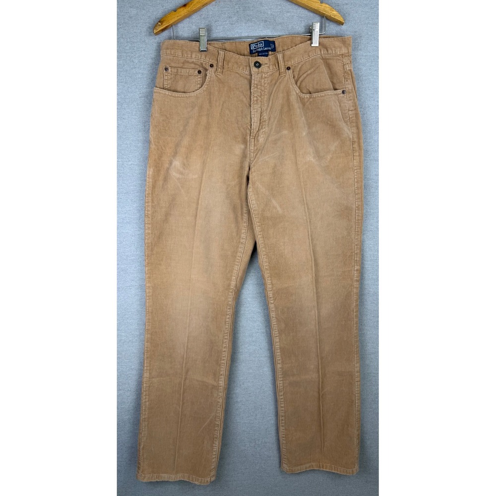 Polo Ralph Lauren Mens Corduroy Pants Tan Khaki Straight‎ Leg 34x32